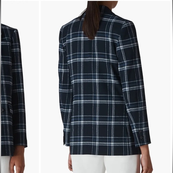 Whistles- NWT Black and Navy Multi Check Double Breasted Plaid Blazer Jacket - Picture 2 of 8